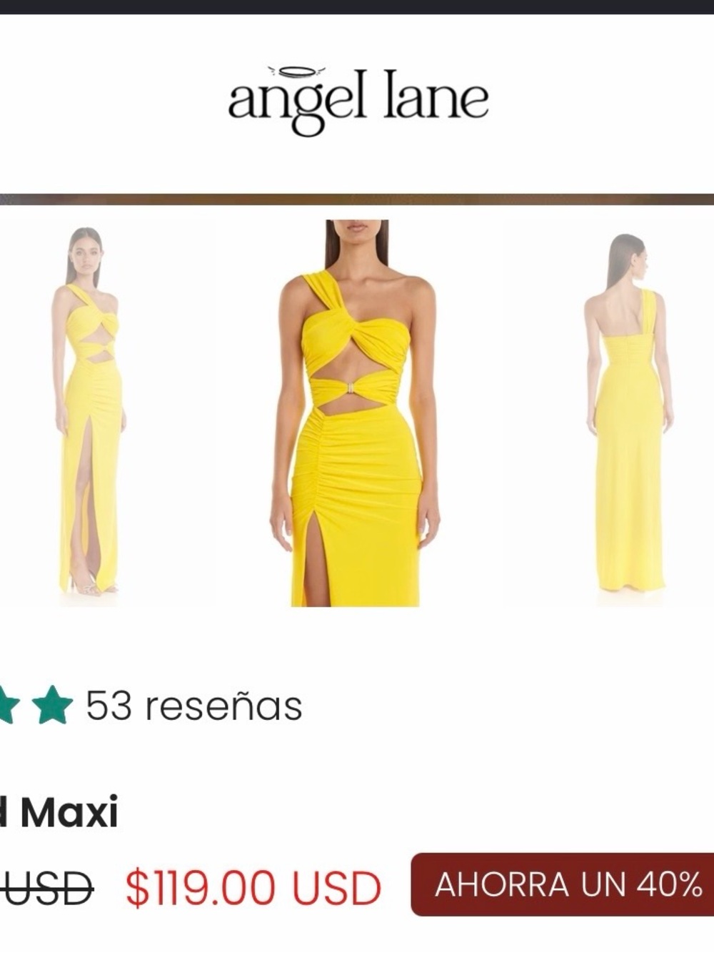 Angel Lane Yellow Ruched Prom Dress - Picture 5 of 5
